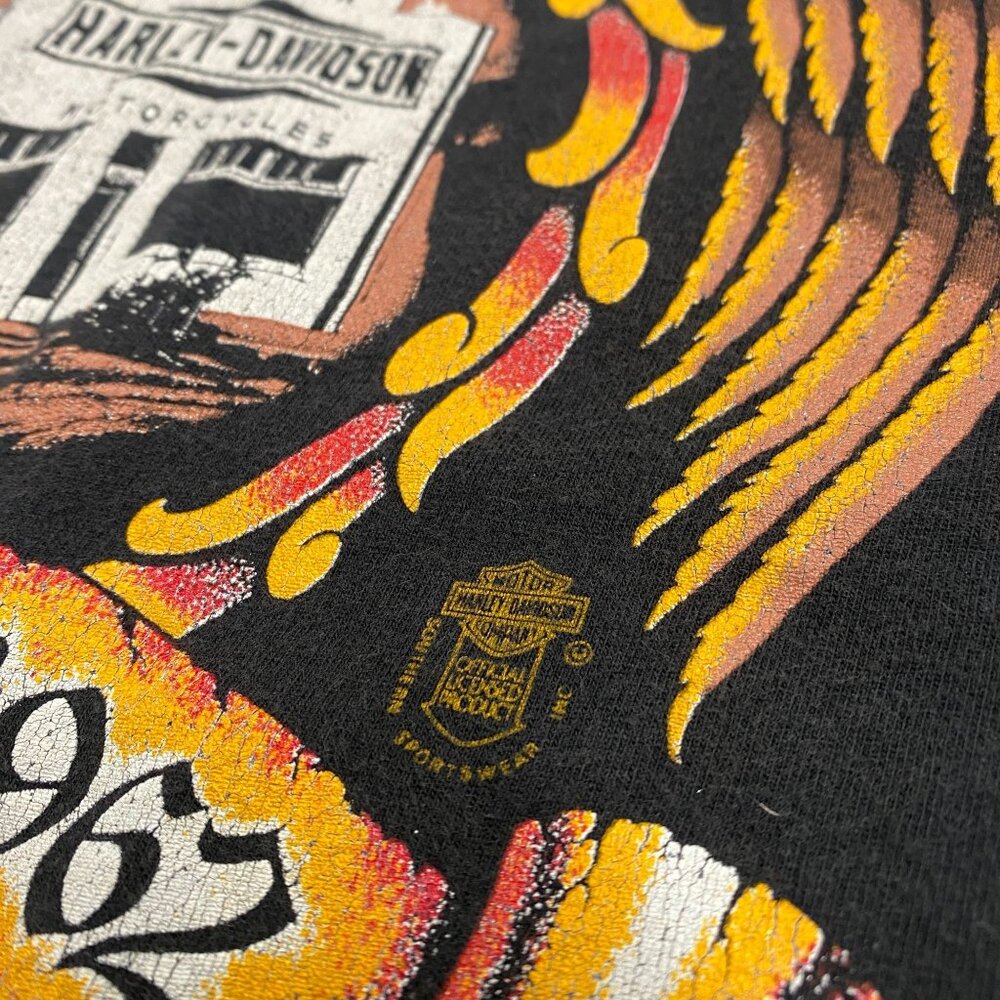 Vintage 80s Harley Davidson Robison Daytona Beach Black XXL Single Stitch Tee - Picture 3 of 12